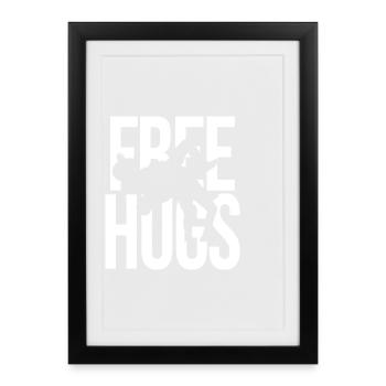 Free Hugs Wrestling – Funny MMA Grappling Gear - Framed poster (27 × 37 cm) - black - Front