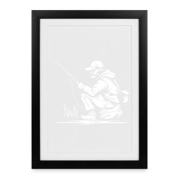 Angler Drawing - Framed poster (27 × 37 cm) - black - Front