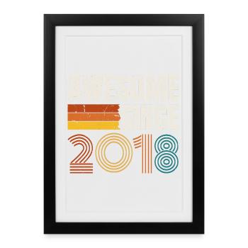 Génial depuis l’anniversaire rétro vintage de 2018 - Affiche encadrée (27 × 37 cm) - noir - Devant