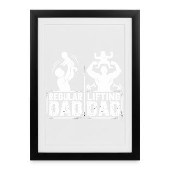 Dadkraft Double Image: Normal vs Kraftdad - Framed poster (27 × 37 cm) - black - Front