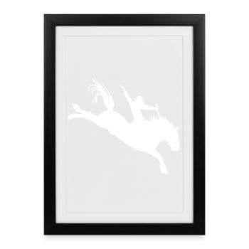 Rodeo Silhouette – Western Riding - Framed poster (27 × 37 cm) - black - Front