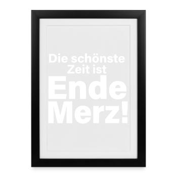 Ende Merz Typo Statement - Gerahmtes Poster (27 × 37 cm) - Schwarz - Vorne
