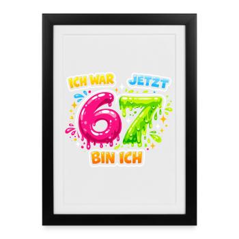 67 Six Seven Meme Gen Alpha Gift - Framed poster (27 × 37 cm) - black - Front