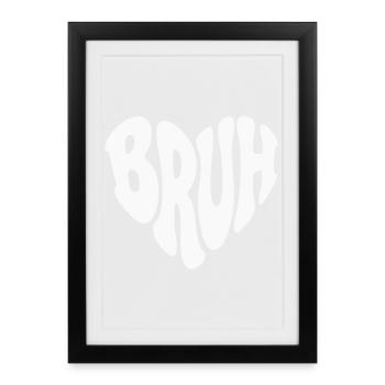 Bruh Retro Heart - Customizable color - Framed poster (27 × 37 cm) - black - Front