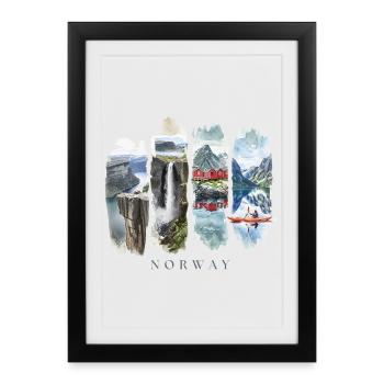 Norway Holiday Travel – Fjord & Wilderness Motif - Framed poster (27 × 37 cm) - black - Front