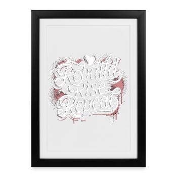 T-shirt Motivation Persévérance – Puissance & Concentration - Affiche encadrée (27 × 37 cm) - noir - Devant