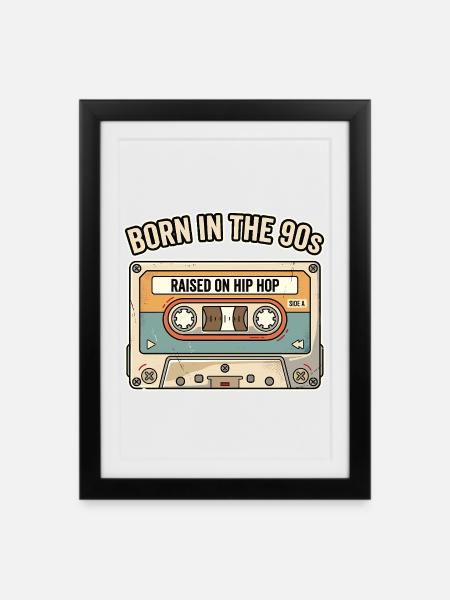 Born in the 90s Hip Hop Cassette - Framed poster (27 × 37 cm) - black