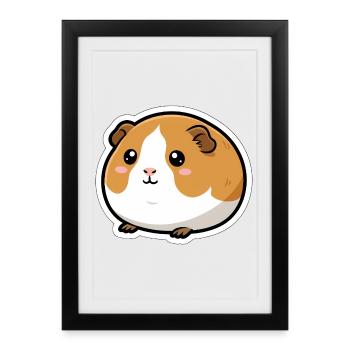 Autocollant tête de cochon d’Inde - Affiche encadrée (27 × 37 cm) - noir - Devant