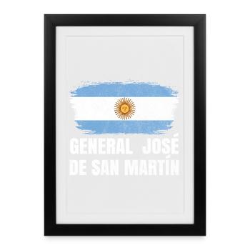 General Jose de San Martin Argentine Design - Affiche encadrée (27 × 37 cm) - noir - Devant