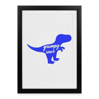 Silhouette drôle de dinosaure T-Rex Grumpysaur - Affiche encadrée (27 × 37 cm) - noir - Devant