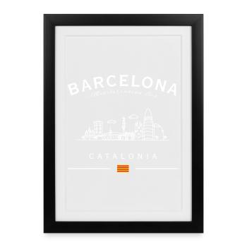 Barcelona Skyline Catalonia Silhouette - Framed poster (27 × 37 cm) - black - Front