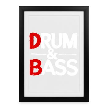 Drum & Bass / Rum & Ass Distressed - Framed poster (27 × 37 cm) - black - Front