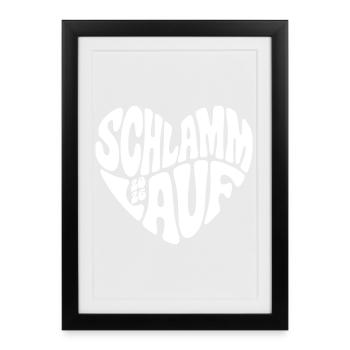 Course de boue 2026 - Forme de cœur - Course de boue 2026 - Affiche encadrée (27 × 37 cm) - noir - Devant