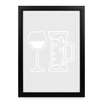 Wine Wine Glass Red Wine White Wine - Framed poster (27 × 37 cm) - black - Front