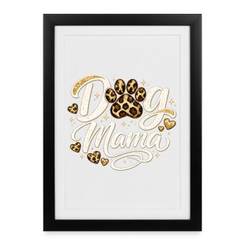 Dog Mama Golden Leopard Pattern Shirt - Gerahmtes Poster (27 × 37 cm) - Schwarz - Vorne