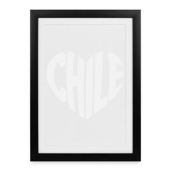 Chile Heart Typography Design - Framed poster (27 × 37 cm) - black - Front