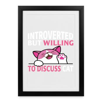 Introverted cat discussion - Framed poster (27 × 37 cm) - black - Front
