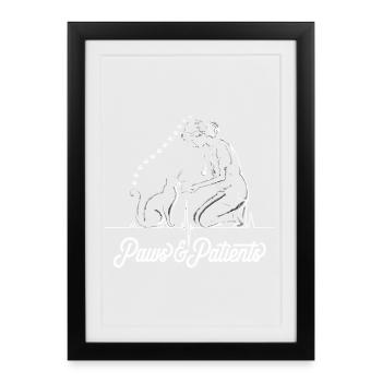 Pattes & Patients Vétérinaire Chat - Affiche encadrée (27 × 37 cm) - noir - Devant