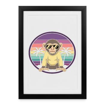 Cool Monkey Retro Summer Sunglasses - Framed poster (27 × 37 cm) - black - Front