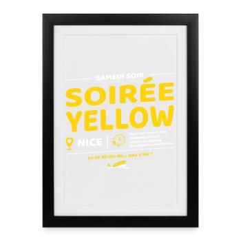 Soirée Yellow ! Soirées culte de Brice - Affiche encadrée (27 × 37 cm) - noir - Devant