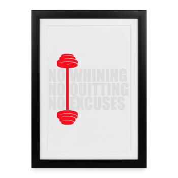 Pas de plaintes, pas d’abandon, pas d’excuses, motivation pour la salle de sport - Affiche encadrée (27 × 37 cm) - noir - Devant