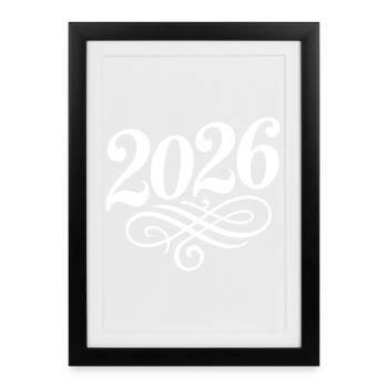 2026 Jahr - Gerahmtes Poster (27 × 37 cm) - Schwarz - Vorne