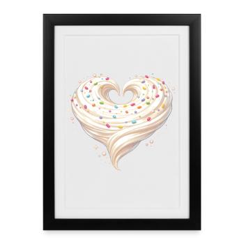 Design sucré en forme de cœur à la crème - Affiche encadrée (27 × 37 cm) - noir - Devant