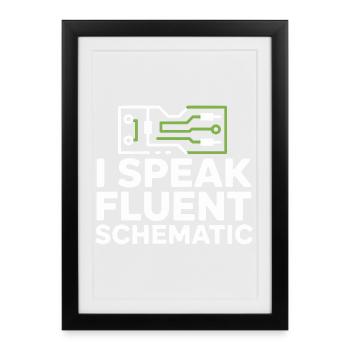 Je parle couramment la technologie des schémas circuités - Affiche encadrée (27 × 37 cm) - noir - Devant