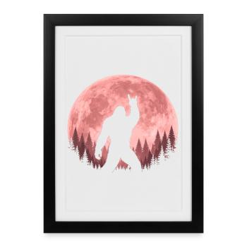 Bigfoot Rock sur le signe Sasquatch Yéti Lune - Affiche encadrée (27 × 37 cm) - noir - Devant