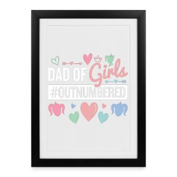 Papa des filles Papa fille qui dit cadeau - Affiche encadrée (27 × 37 cm) - noir - Devant