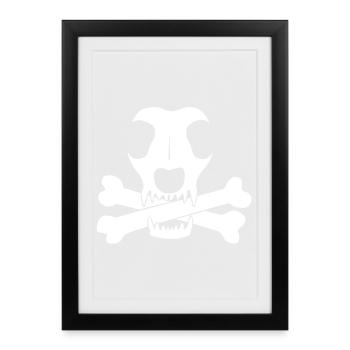 Logo du chien pirate - Affiche encadrée (27 × 37 cm) - noir - Devant