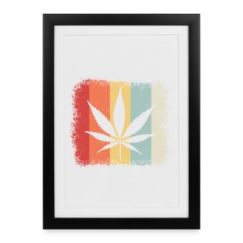 Retro Cannabis Cannabis Leaf Weed Weeding - Framed poster (27 × 37 cm) - black - Front
