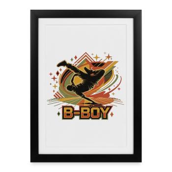 B-Boy Breakdance Hip Hop Street Style - Affiche encadrée (27 × 37 cm) - noir - Devant