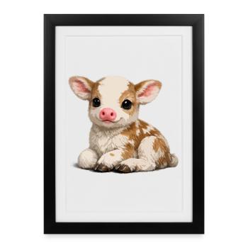 Petit peluchon mignon pour veau - Affiche encadrée (27 × 37 cm) - noir - Devant