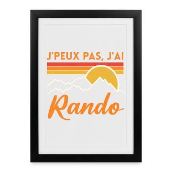 Rando Soleil Vintage Montagne randonnée rando - Affiche encadrée (27 × 37 cm) - noir - Devant