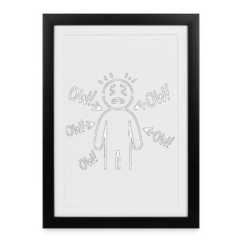 Drôle Aïe aïe aïe aïe dire douleur corporelle Humour de personnage - Affiche encadrée (27 × 37 cm) - noir - Devant