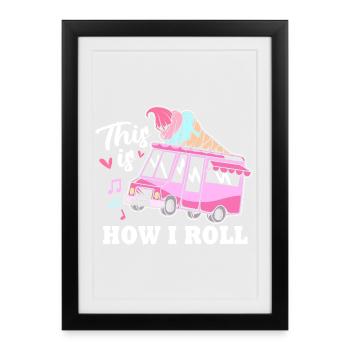 Eisdiele Eiswagen Eis Eiscreme - Affiche encadrée (27 × 37 cm) - noir - Devant