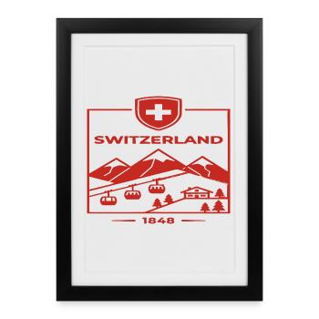 Randonnée dans les Alpes suisses - Affiche encadrée (27 × 37 cm) - noir - Devant