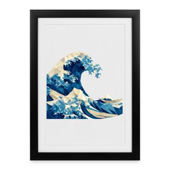 Origami Wave Japanese Art Hokusai Fuji - Framed poster (27 × 37 cm) - black - Front