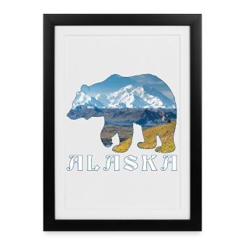 Alaskan Bear Lake and Mountain Alaska Souvenir - Framed poster (27 × 37 cm) - black - Front