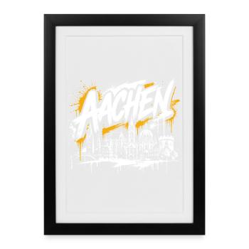 München Graffiti Skyline - Gerahmtes Poster (27 × 37 cm) - Schwarz - Vorne
