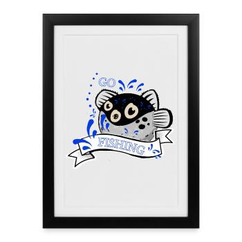 Go fishing day - Framed poster (27 × 37 cm) - black - Front