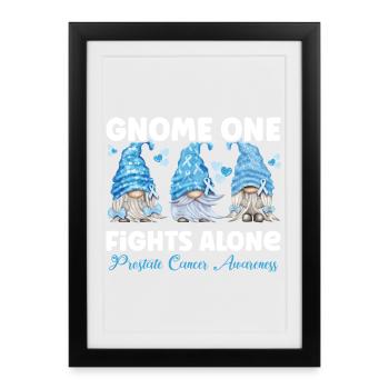 Gnome One combat seul un cancer de la prostate bleu clair - Affiche encadrée (27 × 37 cm) - noir - Devant