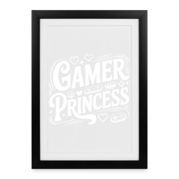 Princesse Gamer - Affiche encadrée (27 × 37 cm) - noir - Devant