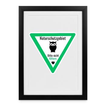Naturschutzgebiet Nachteule Bitte nicht füttern - Gerahmtes Poster (27 × 37 cm) - Schwarz - Vorne