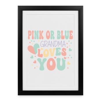 Révélation du sexe : grand-mère rose ou bleue équipe rose bébé - Affiche encadrée (27 × 37 cm) - noir - Devant