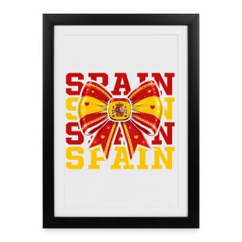 Nœud Drapeau Espagne | Style Coquette Espagnol - Affiche encadrée (27 × 37 cm) - noir - Devant