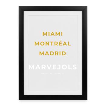 Marvejols Lozère - Miami - Montréal - Madrid - Affiche encadrée (27 × 37 cm) - noir - Devant