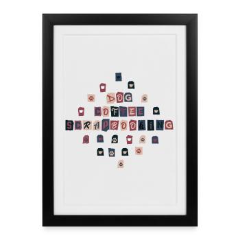 Dog Coffee Scrapbooking - Affiche encadrée (27 × 37 cm) - noir - Devant