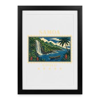 Marque de voyage vintage Samoa Upolu - Affiche encadrée (27 × 37 cm) - noir - Devant